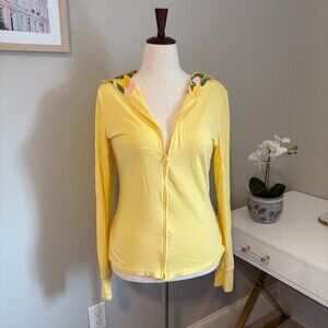 Munki Munki XL Zip Up Lounge Hoodie Long Sleeve Yellow Lemons